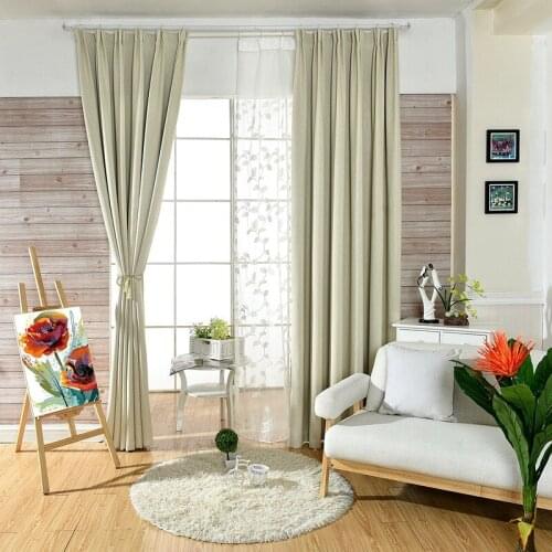 Nordic Modern Minimalist Twill Curtains for Living Room for Bedroom Study Thickening Solid Color Blackout Curtains Custom