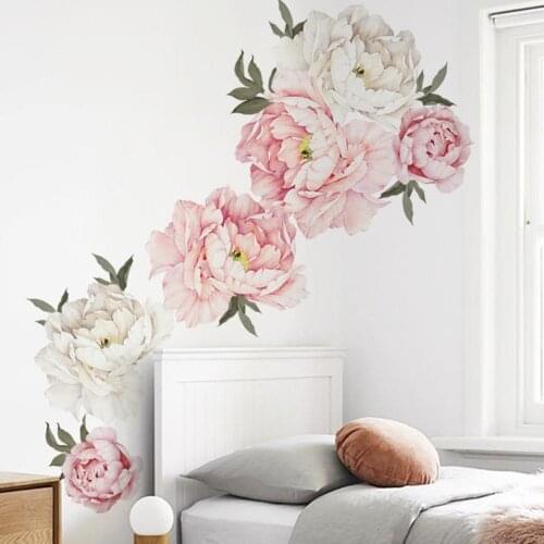 Peony Flower PVC Wall Sticker DIY Home Living Room Bedroom Decals Decoration