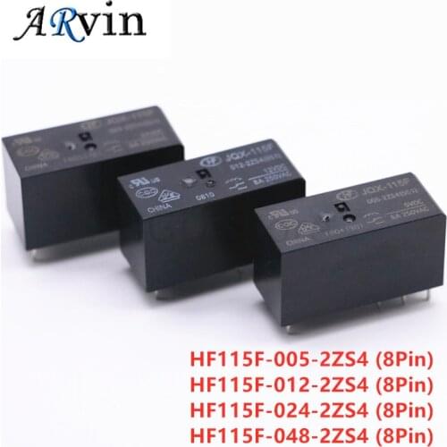 2Pcs Relay HF115F-012-2ZS4 HF115F-024-2ZS4 HF115F-005-2ZS4 JQX-115F-012-2ZS4 115F-005-2ZS4 12VDC 5V 12V 24V 48V 8A 250VAC 8Pin