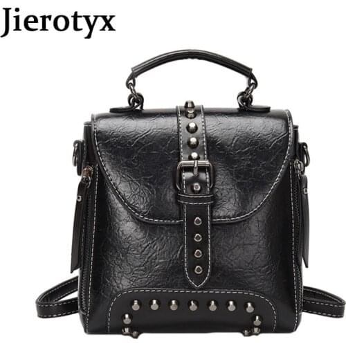 JIEROTYX High Quality Luxury Backpack For Women PU Leather Belt Decoration Bags Ladies Satchel Backpack Messenger Shoulder Bag