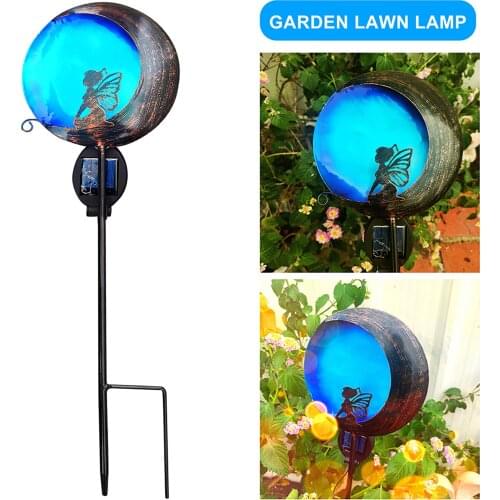 LED Garden Stake Light Moon Angel Solar Lights Wrought Iron Lawn Stake Light Flower Fairy Garden Decoration Gardening Ornaments