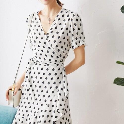 Dress New Floral falbala with short sleeves female 2021 tea