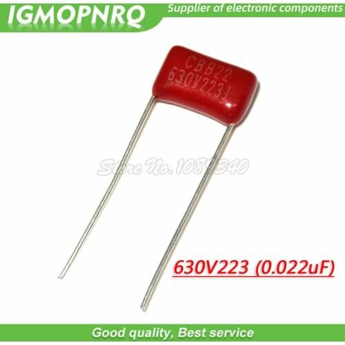 10PCS 630V223J 22NF Pitch 10MM 223 630V 0.022uF CBB Polypropylene film capacitor 630V223J-P10