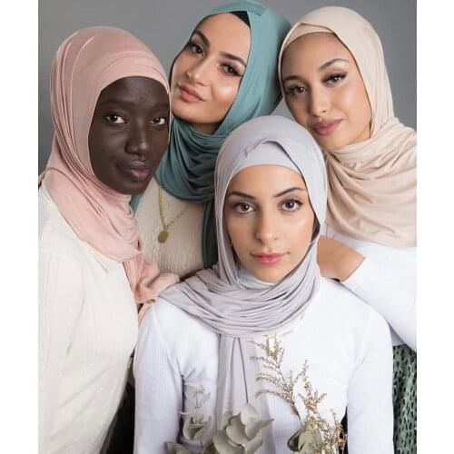 10pcs Luxury Premium Jersey Hijab Soft Solid Scarf Musulman Headscarf Femme Islamic Long Shawl Wraps Women Turban Foulard