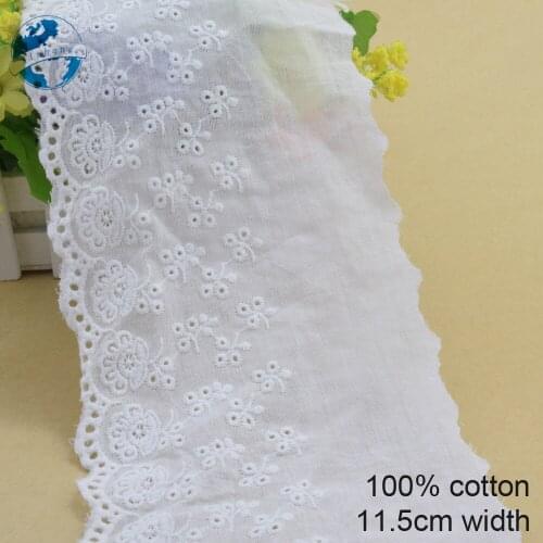 10yards 11.5cm 100% cotton embroidery lace french lace ribbon fabric guipure diy trims warp knitting sewing Accessories#3300