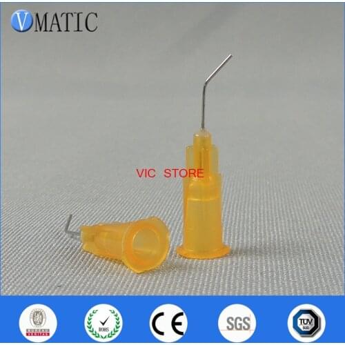 High Quality 100 Pieces 25G 45 Bent Degree 0.5'' Glue Dispensing Needle Bayonet Type Dispenser Needles 1/2 Inch