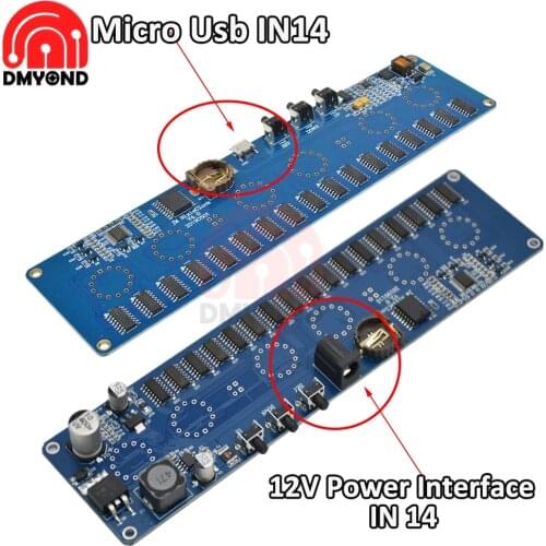 DC 12V 1A STM8S005 IN14 12V Power and Micro USB Interface IN14 Tube Digital LED Clock Circuit Board PCBA RGB Lamp Clock Chip IC