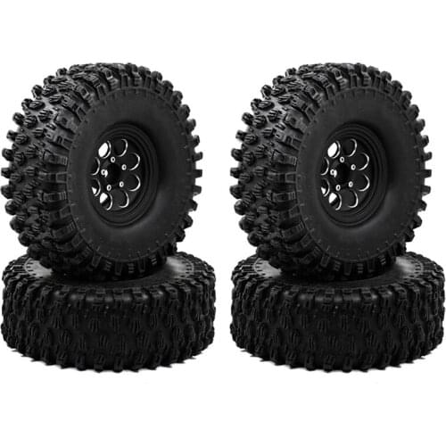 4Pcs Metal 1.9 Beadlock Wheel Rim Tires Set for 1/10 RC Crawler Car Axial SCX10 90046 SCX10 III AXI03007 Traxxas TRX4