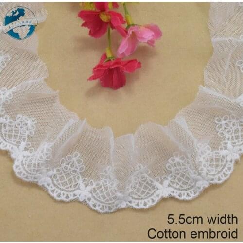 5.5cm width Cotton embroid lace sewing ribbon guipure trim or fabric warp knitting DIY Garment Accessories free shipping#3042