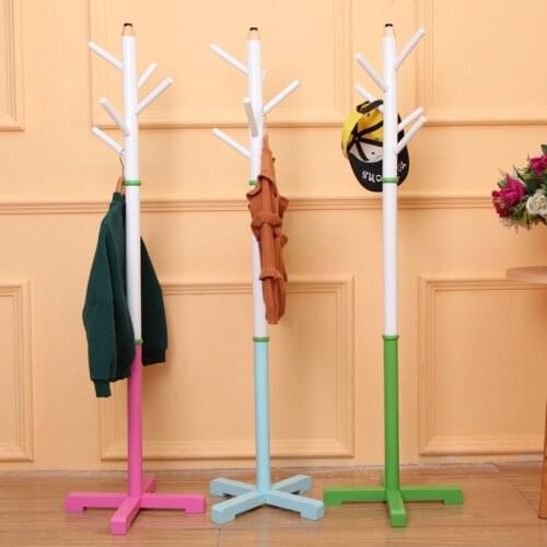 5 Hooks 133cm Wood Children Clothes Rack Assembly Standing Hanger for Coats/Hats/Bags Pencil Shape Boys/Girls Clothing MJ1104