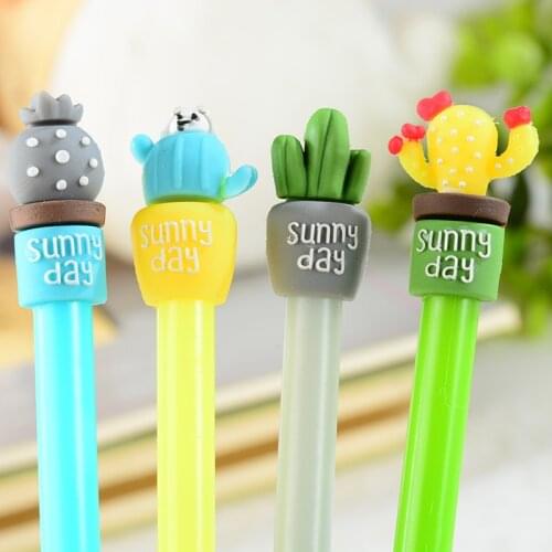 80pcs Pen Wholesale Creative Lovely Personality Cactus Plants Potted Students Writing Neutral Pen Kawaii Stationery
