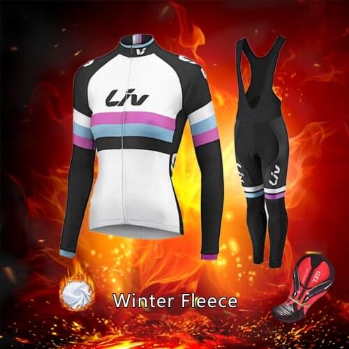 Free Shipping Winter LIV Cycling Clothing Women 2021 Thermal Fleece Bike Jersey Set MTB Suit Female Bicycle Clothes Kit Uniform