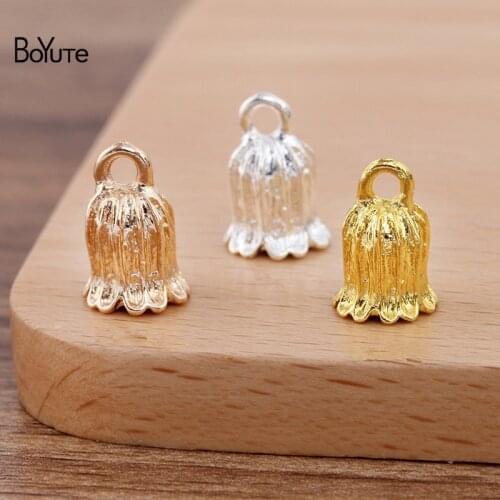 BoYuTe (100 Pieces/Lot) 9*13.5MM Metal Alloy Flower End Caps Diy Handmade Jewelry Making Accessories