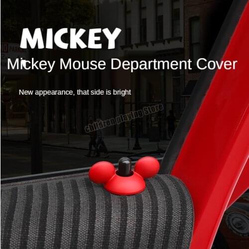 2Pcs Disney Mickey Mouse Car Door Window Lock Pin Cover Case MINI Cooper Interior Decoration General-purpose Car Accessories