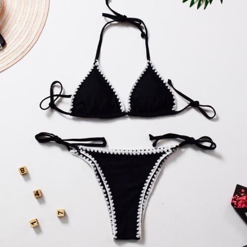 Mini Black Frenulum Bikini Suit Sexy Solid Beach Swimsuit 2020 New Swimsuit Suit Womens Swimsuit Fashion
