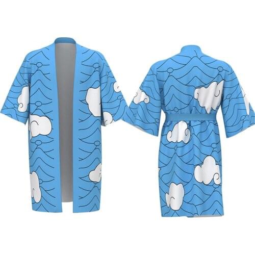 Anime Kids Adult Demon Slayer Urokodaki Sakonji Cosplay Long Robe Belt Japanese Kimono Cardigan Bath Robe Sleepwear