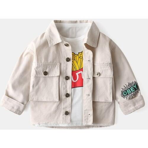 Fashion Boys Denim Jacket Turn Down Collar Kids Jean Coat 2 Color Cotton Fall Childrens Quality Clothes