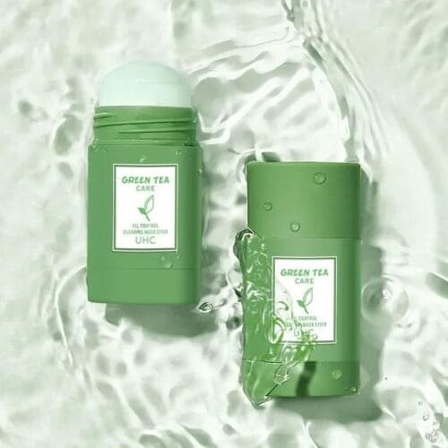 Green Tea Cleansing Mask For Face Purifying Clay Mask Stick Oil Control Skin Care Anti-Acne Eggplant Blackhead Remove Mud Mask