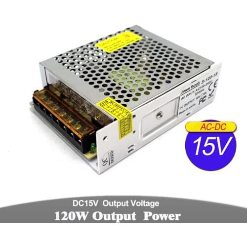15V 8A 120W Switching Power Supply Unit Driver 110v 220V AC DC15V SMPS For LED Strip Display Light CCTV Free shipping