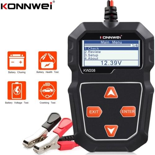 KONNWEI KW208 Car Battery Tester 12V 100 to 2000CCA Cranking Charging Circut Tester Battery Analyzer 12 Volts Battery Test Tools
