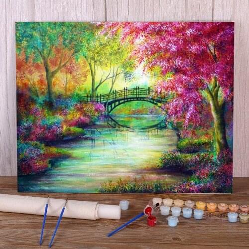 Natural Scenery Dreams Of Elysium Painting By Numbers Set Acrylic Paints 50*70 Oil Painting Handmade For Wholesale