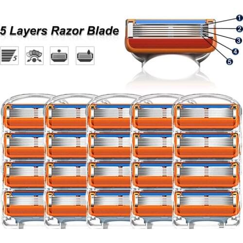 Shaving Cassettes For Gillette Fusion Replacement Heads 5 Layers Stainless Steel Razor Blades Straight Razor For Men Manual