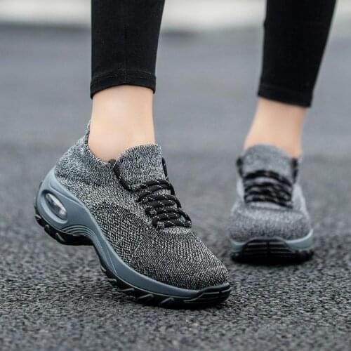 Oversize Platform High Soles Woman Sneakers Socks Gray Knit Running Shoes Women Basket Sport Femme Sports Shoes for Ladies E-571