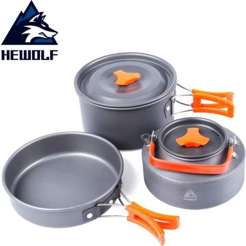 Camping Cookware Foldable Portable Picnic Aluminum Tableware 2-4 Persons Travel Outdoor Picnic Cooking Set BBQ Pot Pan Kettle