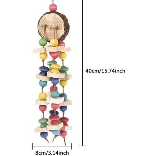 Parrot bite toy toy bird Cowhide string log building blocks nibbling string