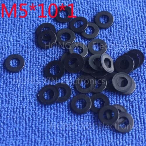 M5*10*1 Black 100pcs Nylon Washer Plastic Flat Spacer Washer Thickness circular round Gasket Ring High Quality circular