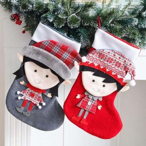 Oversized Cartoon Boys / Girls Christmas Socks Childrens Gift Bag Large Size Candy Bag Christmas Tree Fireplace Decorations
