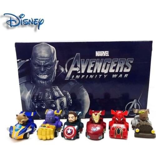 Marvel Avengers Guardians of the Galaxy Spider-Man Iron Man Model Cartoon Car Boy Toy Mini Pull Back Car Collection Gift