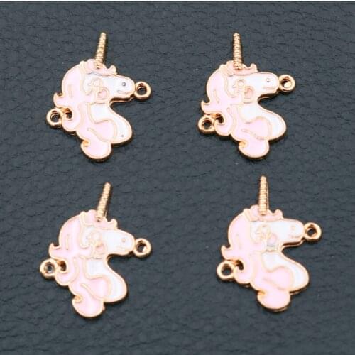 6pcs Fashion Enamel Unicorns Charm Accessories Connector Retro Bracelet Pendants DIY Woman Jewelry Handicraft Making 24*19mm