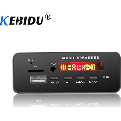 Kebidu 5V 12V Bluetooth 5.0 MP3 Decoder Board Hands-free MP3 Player Integrated Module Remote Control USB FM Aux Radio Car Kit