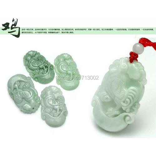Natural Myanmar Jade chook Pendant jadite Amulet Hanging Chinese Zodiac Rooster Talisman