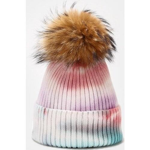 New Arrival Womens Warm Knit Hats 2021 Winter Girls Hip Hop Cute Hat with Pom Pom Fur Ball Graffiti Beanie bonnets for Women