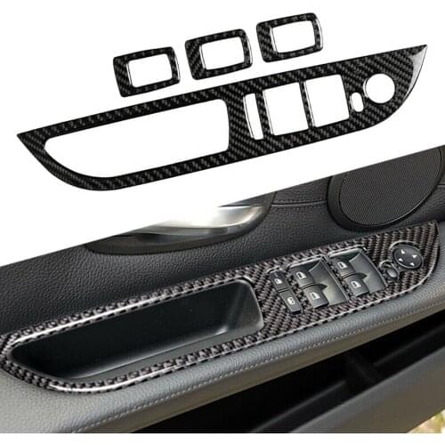 CITALL Window Lift Switch Panel Cover Trim Fit For BMW 5 Series E60 520 523 525li 530li 2008-2010 Carbon Fiber Left Hand Drive