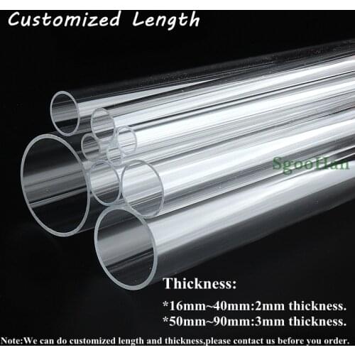 2PCS 49~50cm Length OD 16~110mm Transparent Acrylic Pipe Aquarium Fish Tank Joint Pipe PMMA Watering Supply Plexiglass Tube