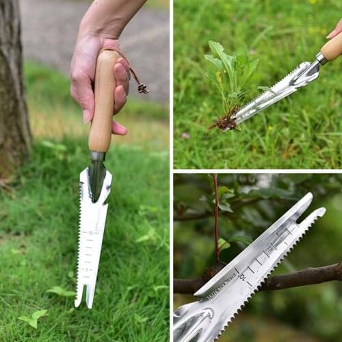 Manual Weed Cutter Stainless Steel Wooden Handle Garden Tool Grass Puller Removal Cutter Garden Lawn Gardening Tool