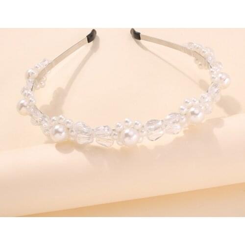 Full Crystal Beaded Headband Simulated Pearl Hairband Girl Princess Women Headdress Party Wedding Hair Accessories Ornaments