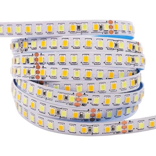 5m DC 24V LED Strip Light IP21 Color Temperature 168 Leds/m White+Warm White CCT Led Strip