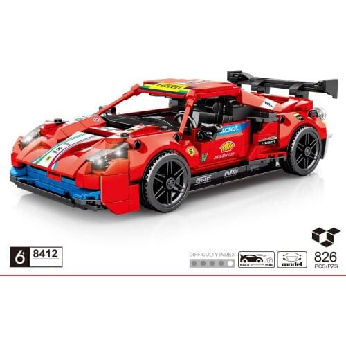 Technical bricks Italia horse logo super sport car Ferra 488 building block model racing pull back vehicle toys collection