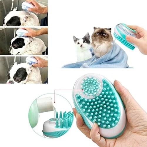 Pet Dog Bath Brush Comb Pet SPA Massage Brush Soft Silicone Dogs Cats Shower Hair Grooming Cmob Dog Cleaning Brush Pet Supplies