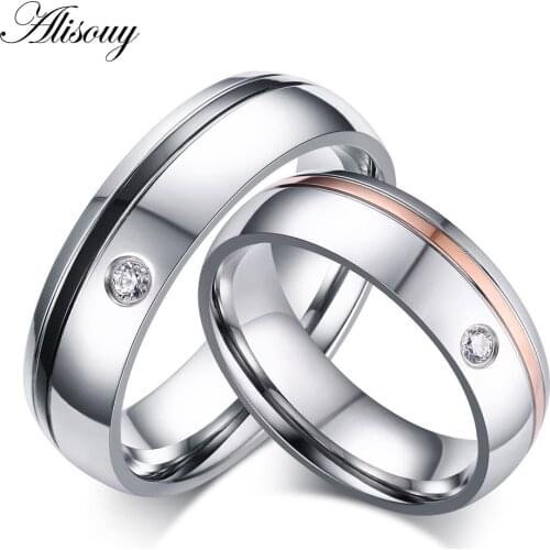 Alisouy Vintage Ring Couple Wedding Engagement Stainless Steel Female Male Finger Anel Sliver Color rings for women men