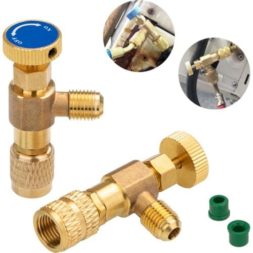 High Quality Liquid Safety Valve R410A R22 Air Conditioning Refrigerant 1/4 " Safety Adapter Hand Tool Parts Home Tool Parts