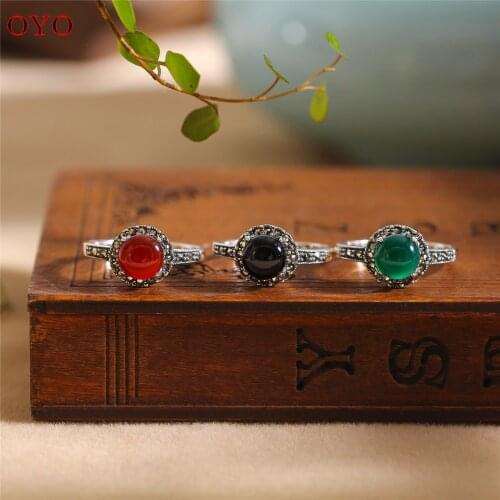 100%s925 silver jewelry womens green agate ring