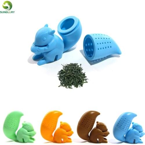Animal Silicone Squirrel Tea Infuser Tea Filter Diffuser Reusable Tea Strainer Spice Loose Tea Leaf Herbal Tool Teapot Teabags