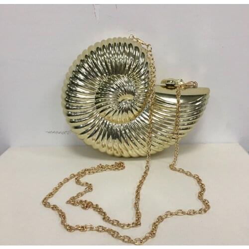 Gold Sliver Sling Shell Bags Party Wedding snails Crossbody Bags For Women Conch Purse zine alloy Small Cute chain Clutches 2019