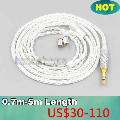2.5mm 4.4mm XLR 8 Core Silver Plated OCC Earphone Cable For Flat Step JH Audio JH16 Pro JH11 Pro 5 6 7 BA Custom LN006549