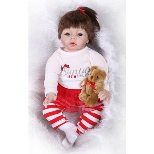 55cm 22inch Soft Silicone Dolls Reborn Babies Fashion Kids DIY Toys Princess Playmates Birthday Christmas Gifts for Children